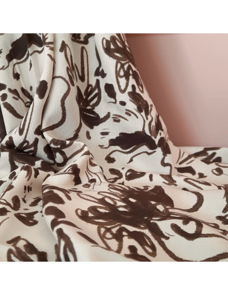 Cranberry, Twill de viscose Lydia Ivory, Ivoire et chocolat, Mind the Maker