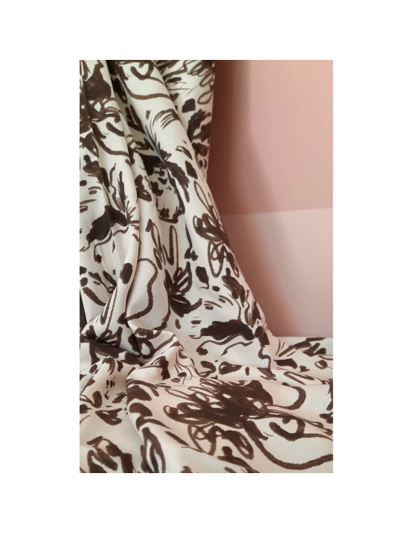 Cranberry, Twill de viscose Lydia Ivory, Ivoire et chocolat, Mind the Maker