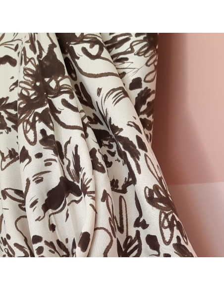 Cranberry, Twill de viscose Lydia Ivory, Ivoire et chocolat, Mind the Maker