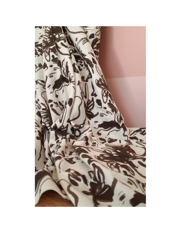 Cranberry, Twill de viscose Lydia Ivory, Ivoire et chocolat, Mind the Maker