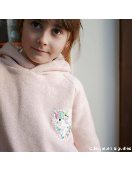 Cranberry, Sweat tout doux gratte en coton biologique, double face, Rose clair, De vie en aiguilles