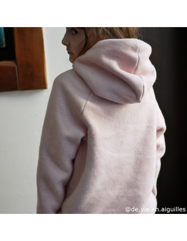 Cranberry, Sweat tout doux gratte en coton biologique, double face, Rose clair, De vie en aiguilles