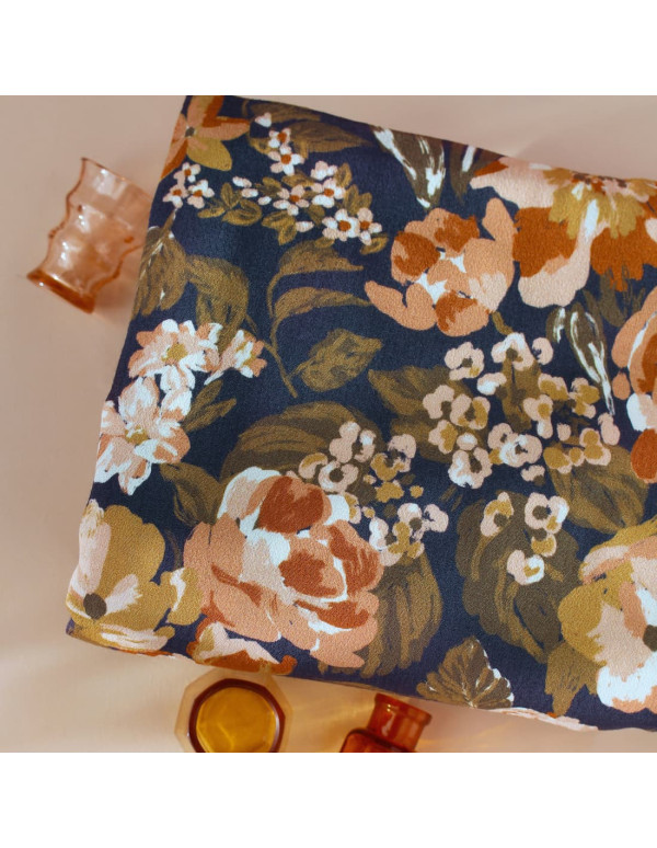 Cranberry, Crepe Marocain de Viscose, Jardin denim bleu, La Maison Naive