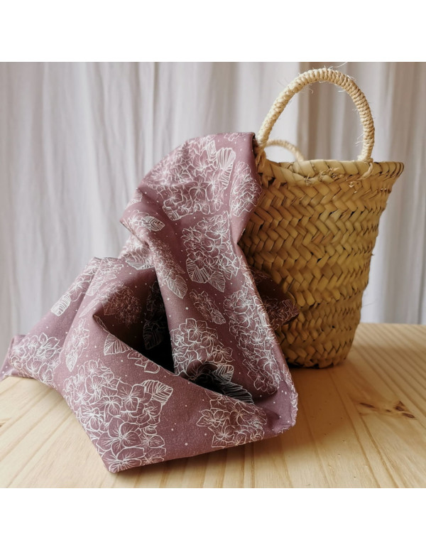 Cranberry, Tissu Batiste de coton biologique Hortensias Atelier Rubael