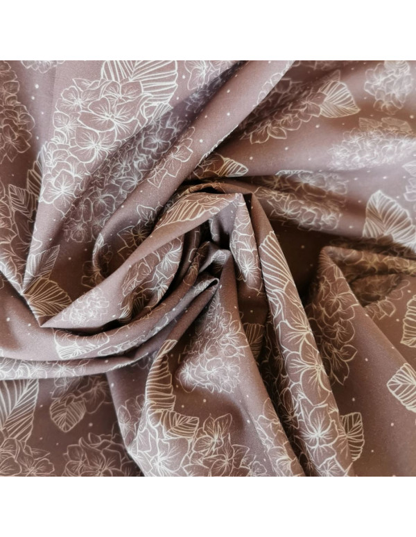 Cranberry, Tissu Batiste de coton biologique Hortensias Atelier Rubael
