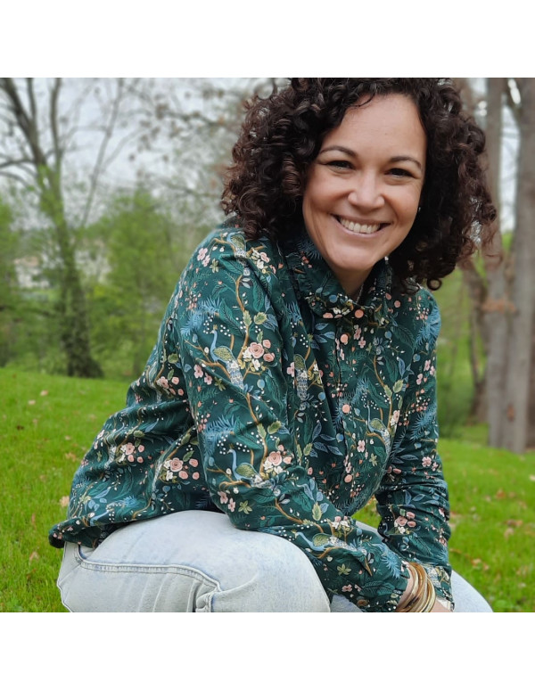 Cranberry, tissu coton Vintage Garden Peacock Hunter dore, fond vert foret green Gold Metallic, Cotton and Steel Rifle paper