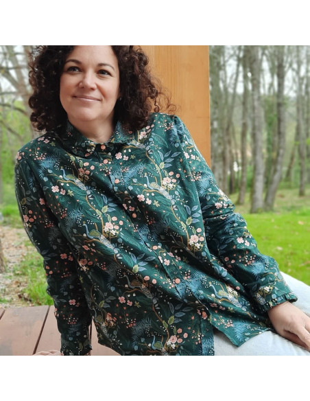 Cranberry, tissu coton Vintage Garden Peacock Hunter dore, fond vert foret green Gold Metallic, Cotton and Steel Rifle paper