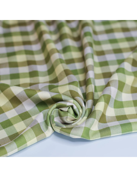 Cranberry tissu twill de viscose Tino check Tea green Meet Milk