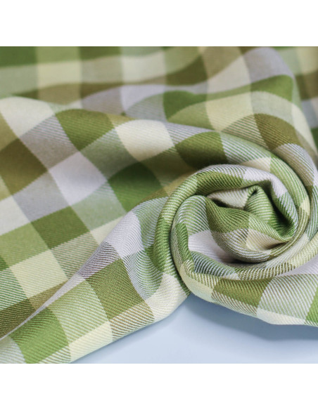 Cranberry tissu twill de viscose Tino check Tea green Meet Milk