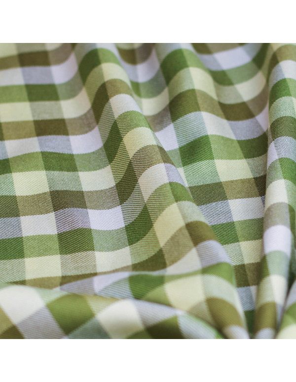 Cranberry tissu twill de viscose Tino check Tea green Meet Milk