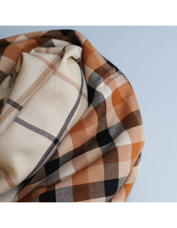 Cranberry tissu twill de viscose Tino check Nougat Meet Milk