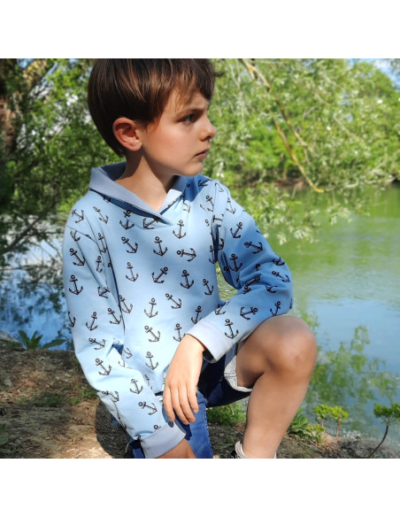 Cranberry, jersey de coton biologique bleu clair