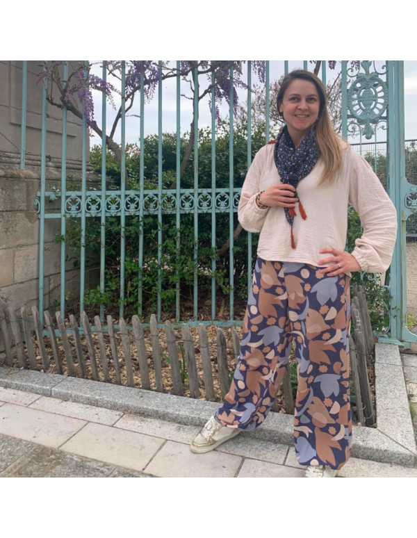 Cranberry, Crepe de Viscose Zellige Indigo La Maison Naive