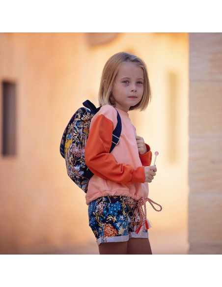 Cranberry, Gabardine de coton Wild flowers See you at six