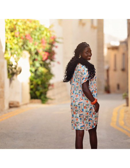 Cranberry, Satin de viscose Cubistics See you at six