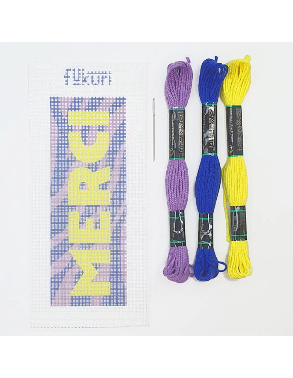 Cranberry, Kit canevas moderne Marque-page Zebre merci Fukuri