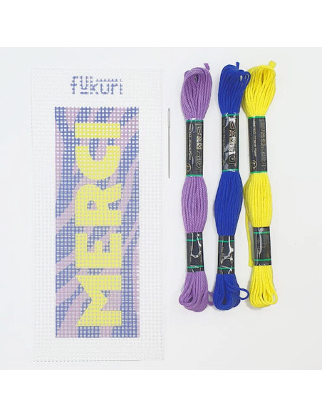 Cranberry, Kit canevas moderne Marque-page Zebre merci Fukuri