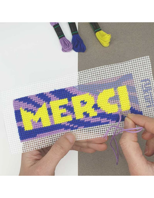 Cranberry, Kit canevas moderne Marque-page Zebre merci Fukuri