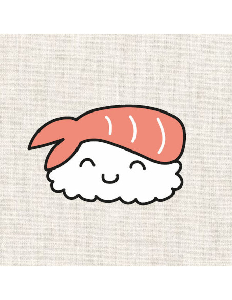 Cranberry, planche a broder Nippon, broderie sakura sushi crevette onigiri et grue origami Fukuri