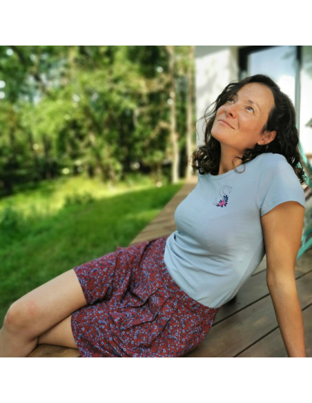 Cranberry, jersey de coton biologique bleu clair