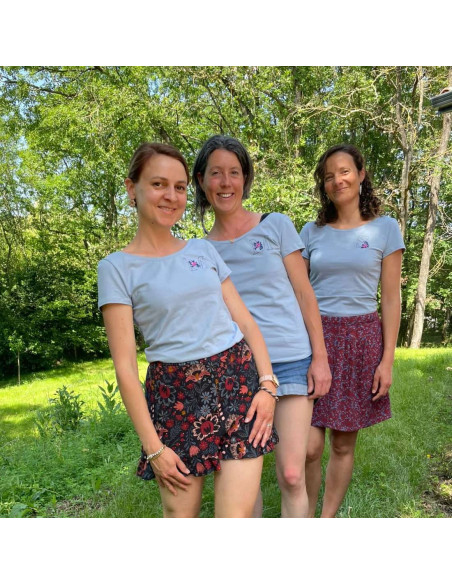 Cranberry, jersey de coton biologique bleu clair