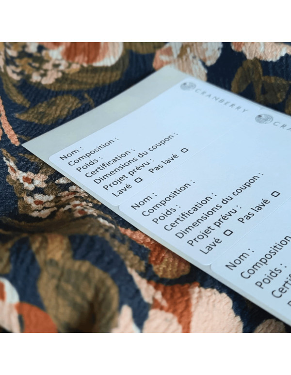 Cranberry etiquettes informatives a coller sur tissus