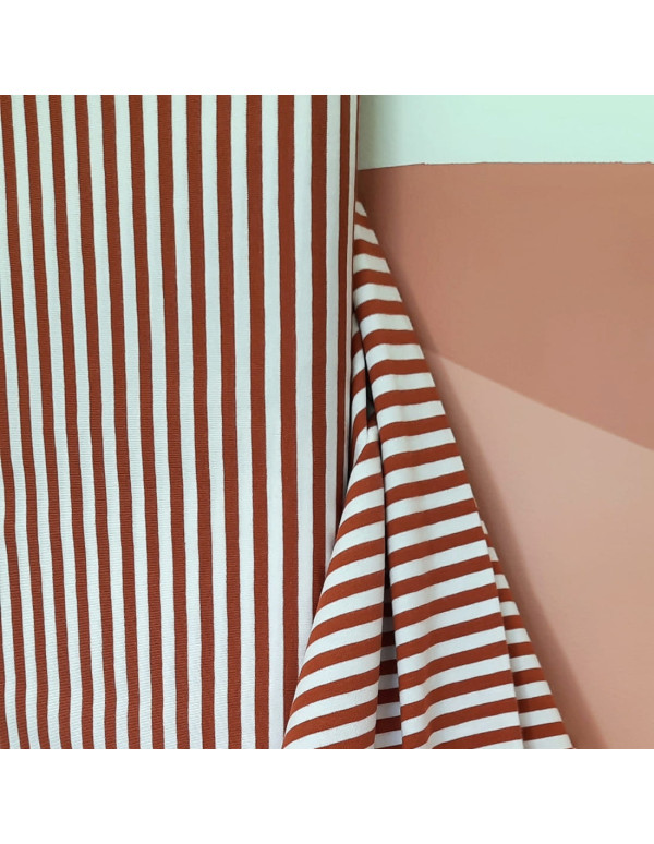 Cranberry mariniere jersey de coton a rayures rouge brique et blanc