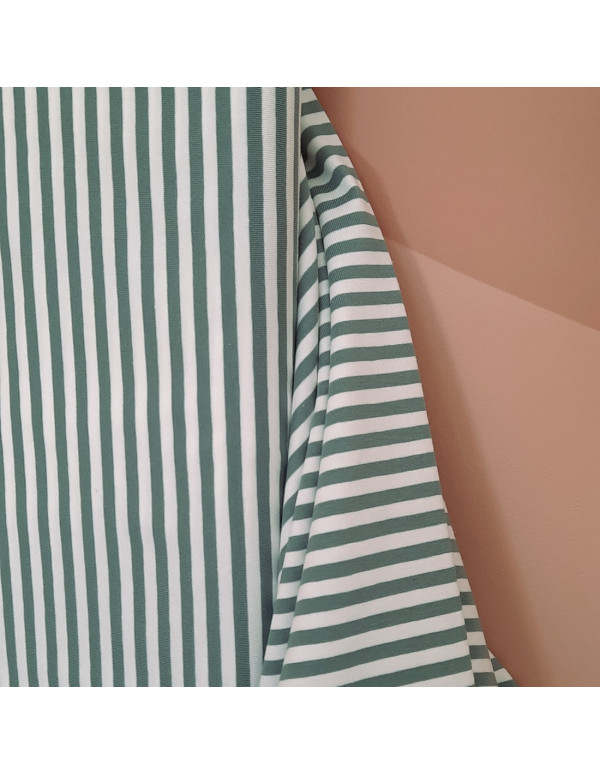 Cranberry mariniere jersey de coton a rayures vert celadon et blanc