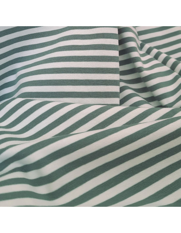 Cranberry mariniere jersey de coton a rayures vert celadon et blanc
