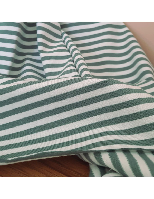 Cranberry mariniere jersey de coton a rayures vert celadon et blanc