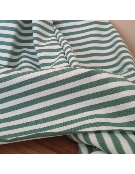 Cranberry mariniere jersey de coton a rayures vert celadon et blanc