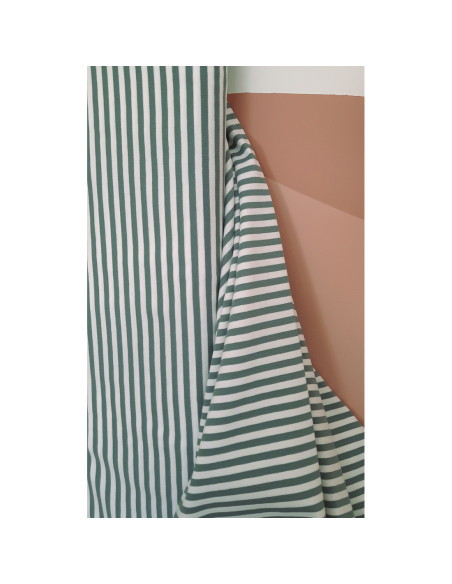 Cranberry mariniere jersey de coton a rayures vert celadon et blanc