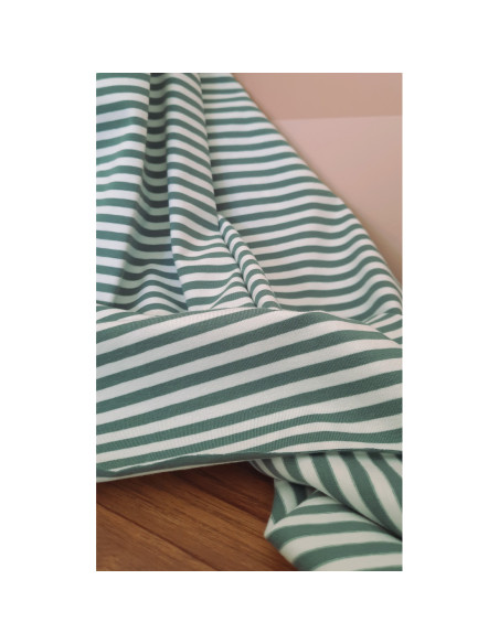 Cranberry mariniere jersey de coton a rayures vert celadon et blanc