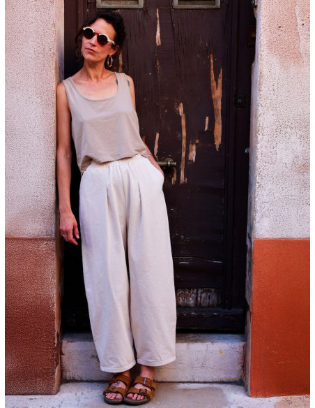 Cranberry, patron pochette femme Pantalon wide leg ou barrel Inti 2XS au 4XL Marmai