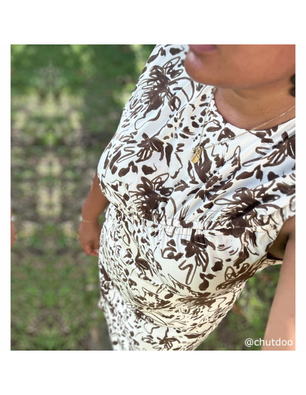 Cranberry, Twill de viscose Lydia Ivory, Ivoire et chocolat, Mind the Maker, Chutdoo