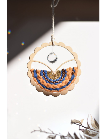 Cranberry, kit tissage tissez-moi mon precieux attrape-soleil bleu roi et ocre, Atelier poetis