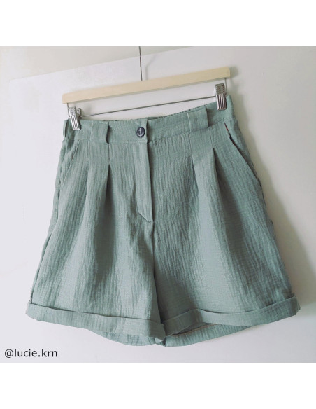 Double gaze de coton Cranberry, vert d'eau, paillettes