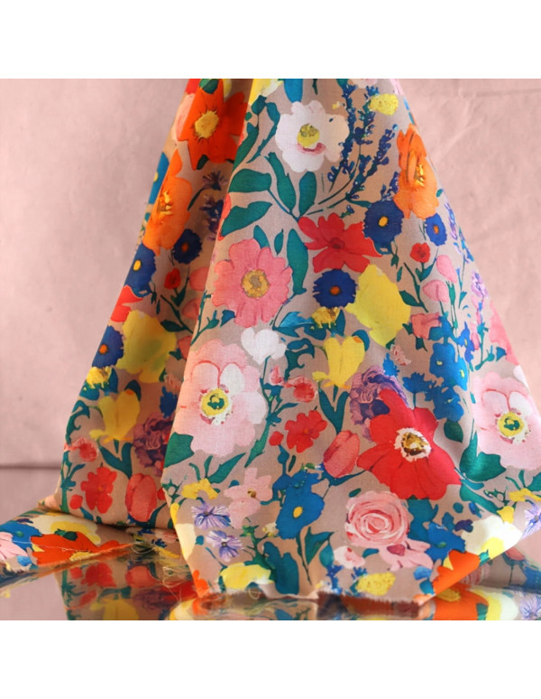 Cranberry, tissu batiste de coton biologique lily jardins anglais madame iris