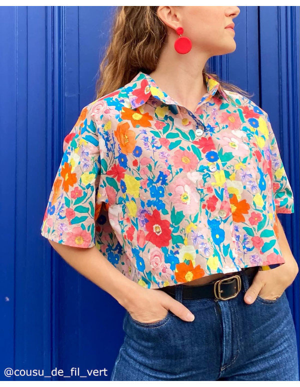 Cranberry, tissu batiste de coton biologique lily jardins anglais madame iris