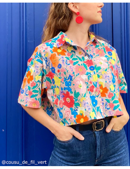 Cranberry, tissu batiste de coton biologique lily jardins anglais madame iris