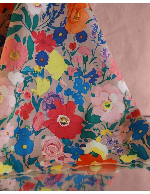 Cranberry, tissu batiste de coton biologique lily jardins anglais madame iris