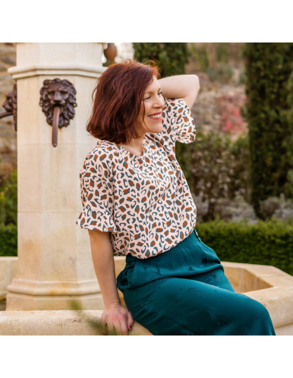 Cranberry, tissu viscose Bagheera vert eucalyptus eglantine et zoe