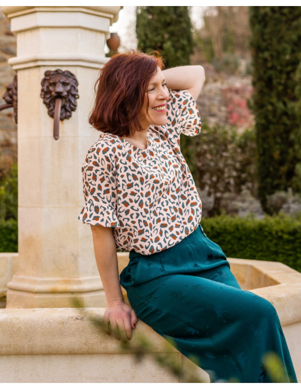 Cranberry, tissu viscose Bagheera vert eucalyptus eglantine et zoe