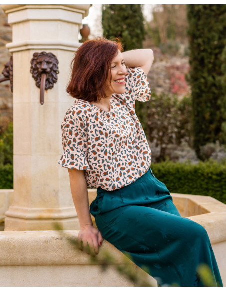 Cranberry, tissu viscose Bagheera vert eucalyptus eglantine et zoe