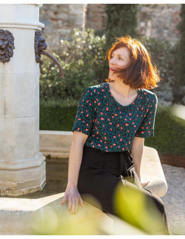 Cranberry, tissu viscose Bagheera vert dark lagune eglantine et zoe