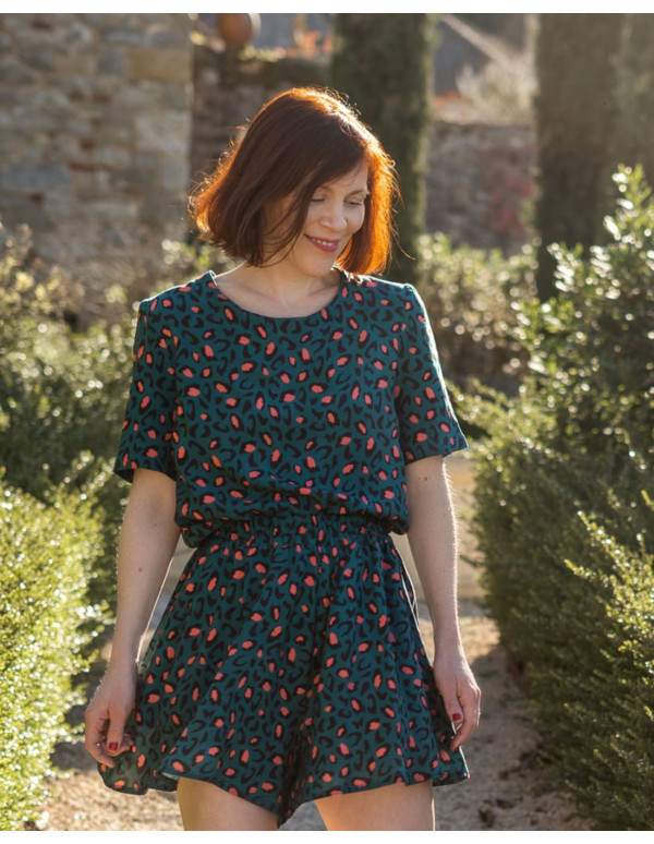 Cranberry, tissu viscose Bagheera vert dark lagune eglantine et zoe