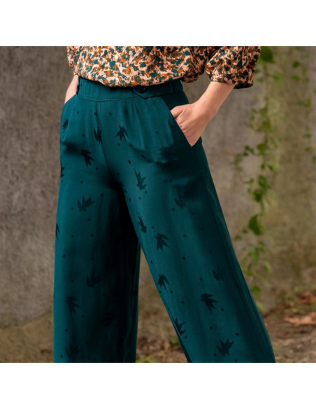 Cranberry, jacquard de viscose streli vert dark lagune eglantine et zoe