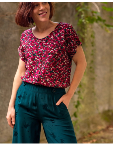 Cranberry, jacquard de viscose streli vert dark lagune eglantine et zoe