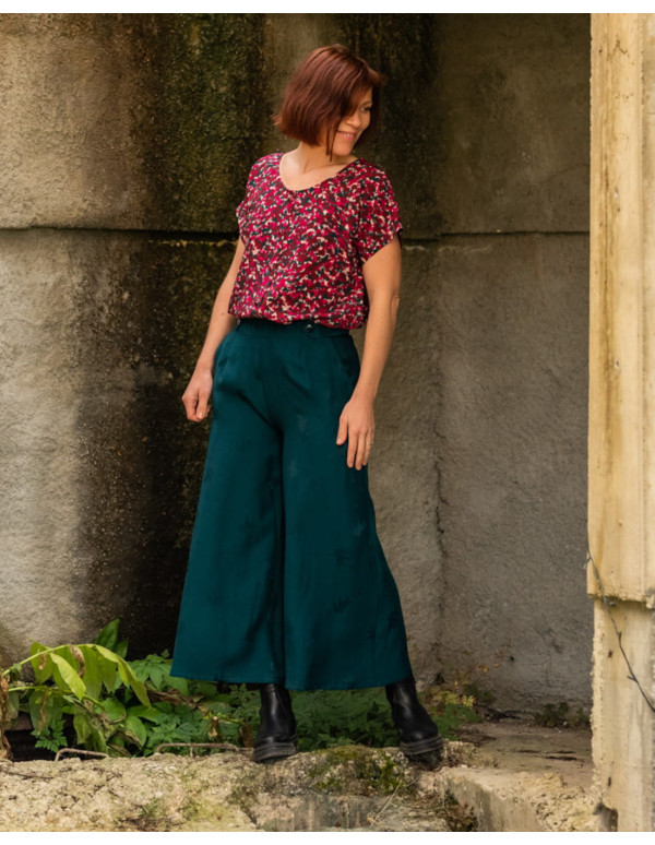 Cranberry, jacquard de viscose streli vert dark lagune eglantine et zoe