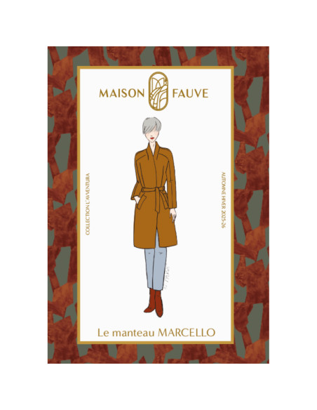 Cranberry, patron femme manteau marcello du 34 au 52 Maison Fauve